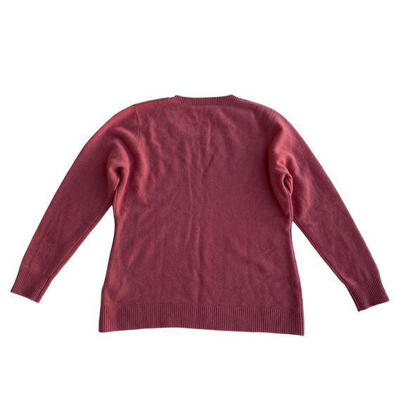 KELLOGG Women's 100% Cashmere Sweater S Coral Red Long Sleeve Crew Neck Pullover - Picture 2 of 6